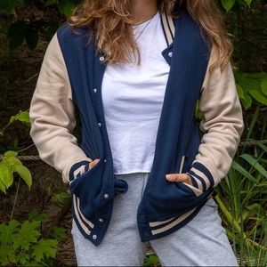Oversized varsity letterman jacket